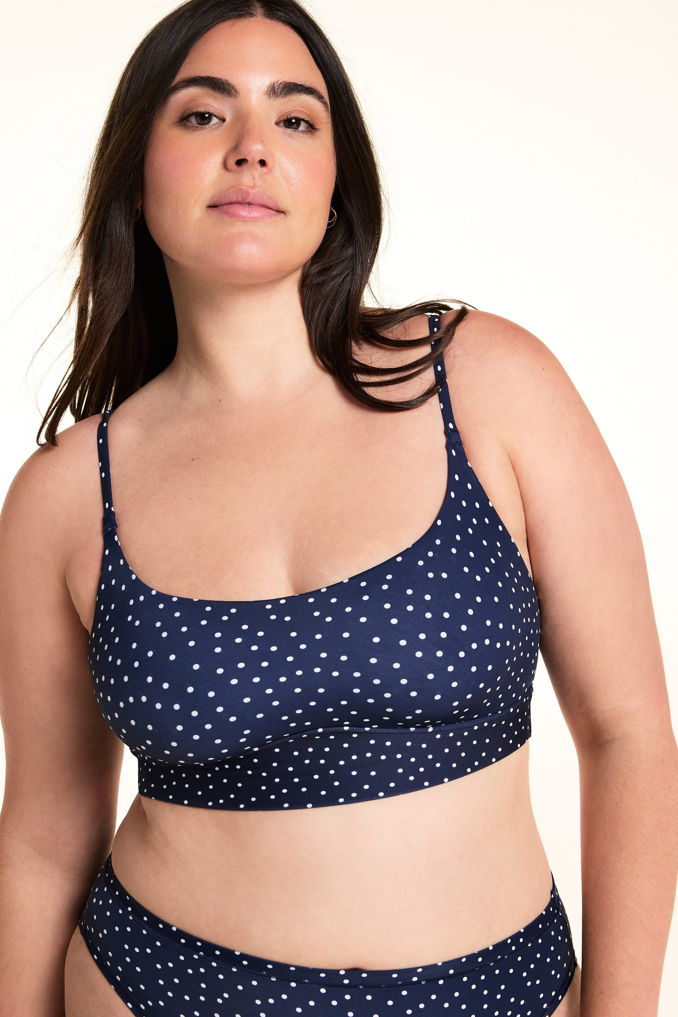 Bliss Scoop Adjustable Bralette - Navy Dot