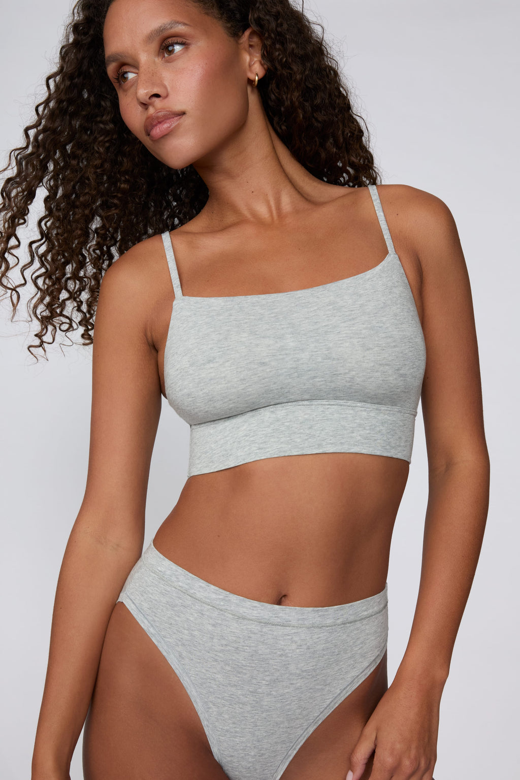 Cloud Cotton Thin Strap Bralette - Heather Grey