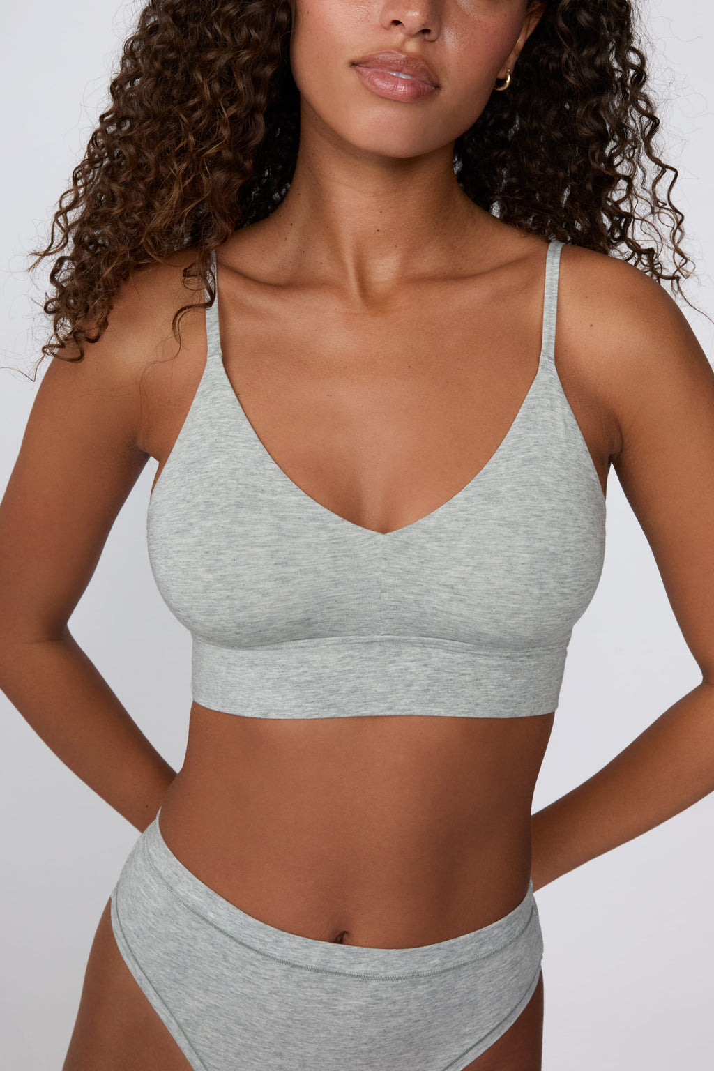 Cloud Cotton Triangle Bralette - Heather Grey