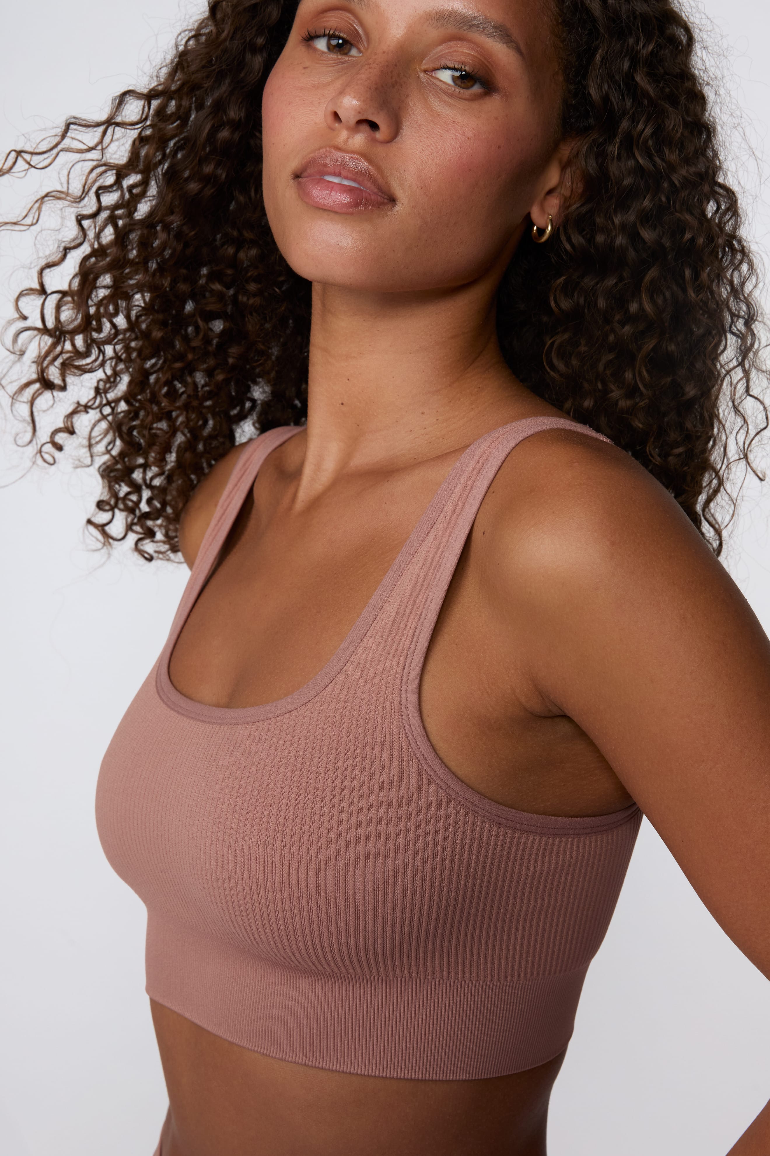 Ribbed Seamless Scoop Bralette - Plum