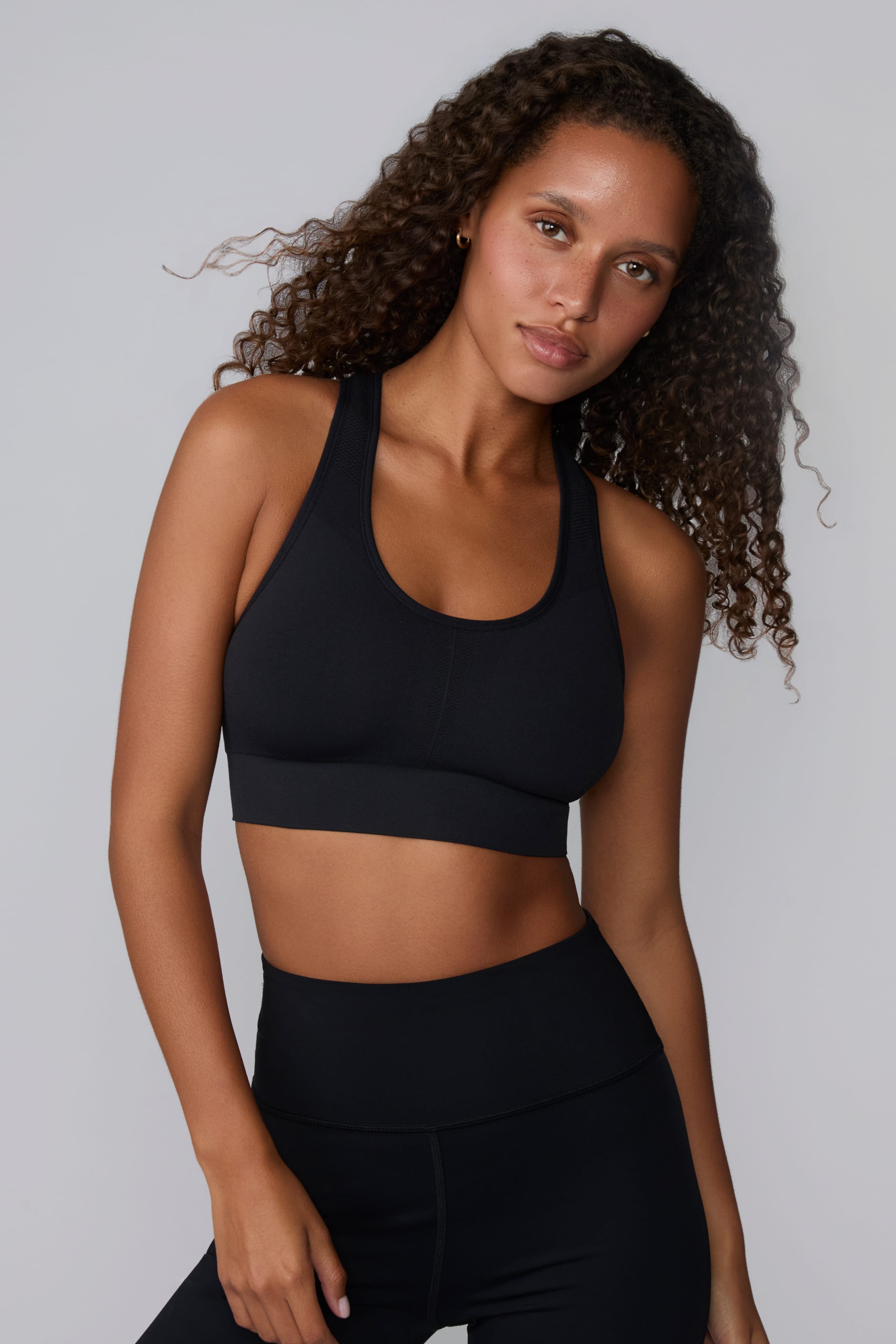 Seamless Racerback Sports Bra - Black
