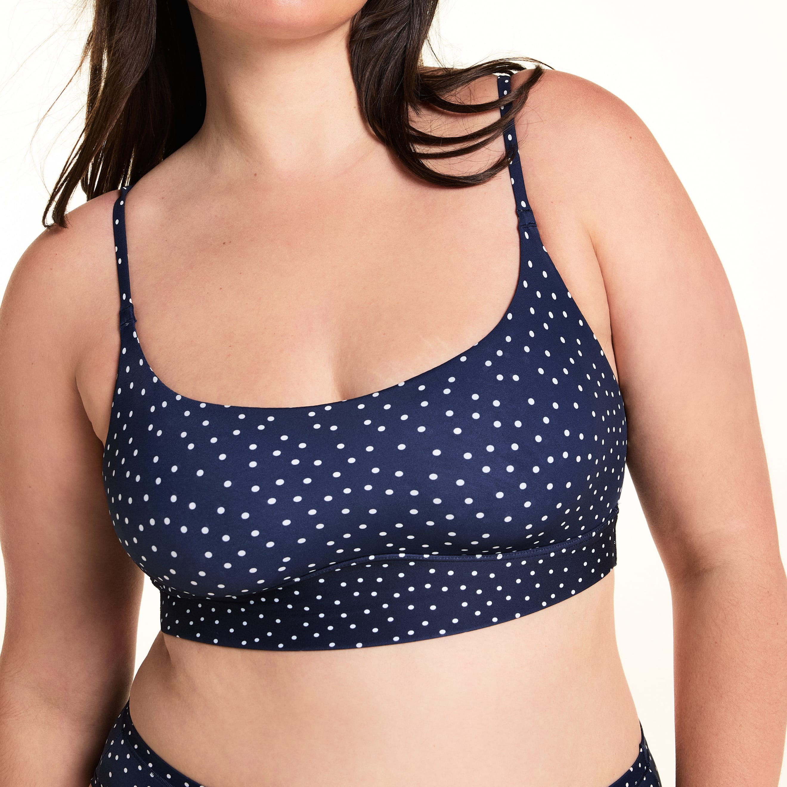 Bliss Scoop Adjustable Bralette - Navy Dot
