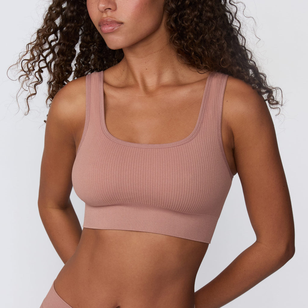 Ribbed Seamless Scoop Bralette - Plum