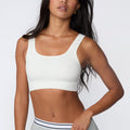 Ribbed Seamless Scoop Bralette - White