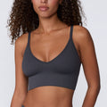 Ribbed Seamless Triangle Bralette - Charcoal