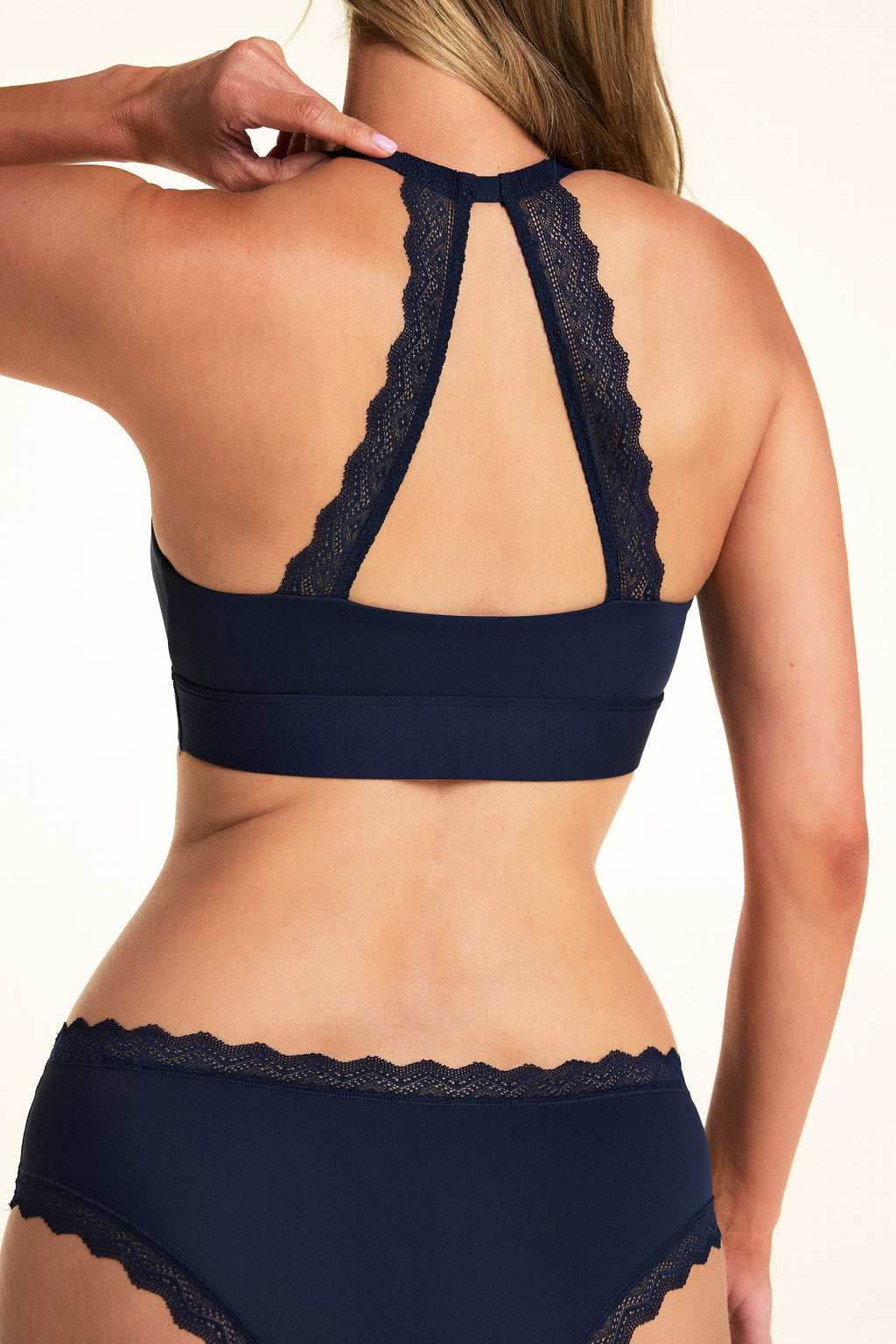 Bliss Lace Halterneck Bralette - Navy
