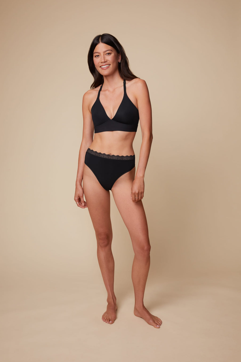 Bliss Lace Highwaist Thong - Black