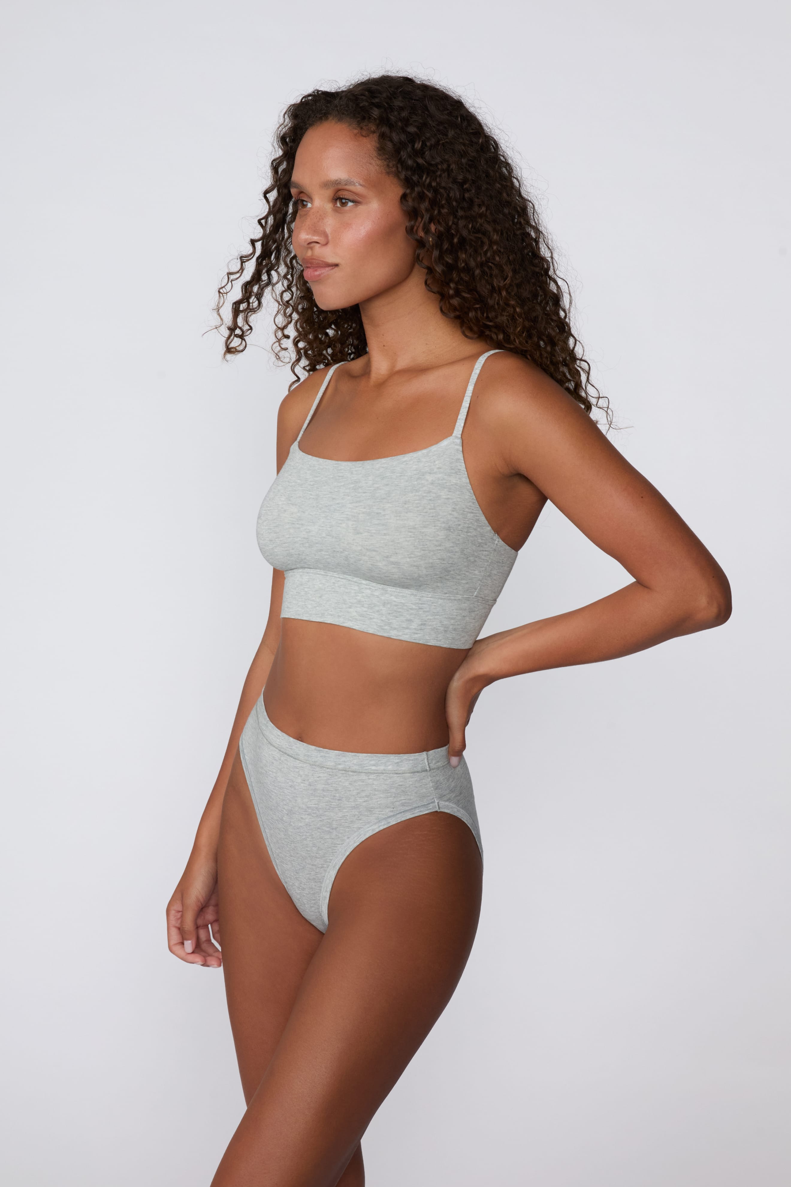 Cloud Cotton Thin Strap Bralette - Heather Grey
