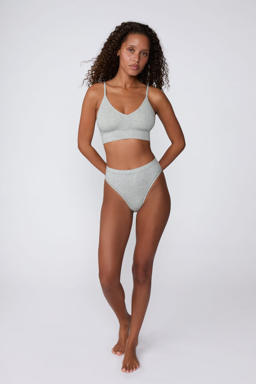Cloud Cotton Triangle Bralette - Heather Grey
