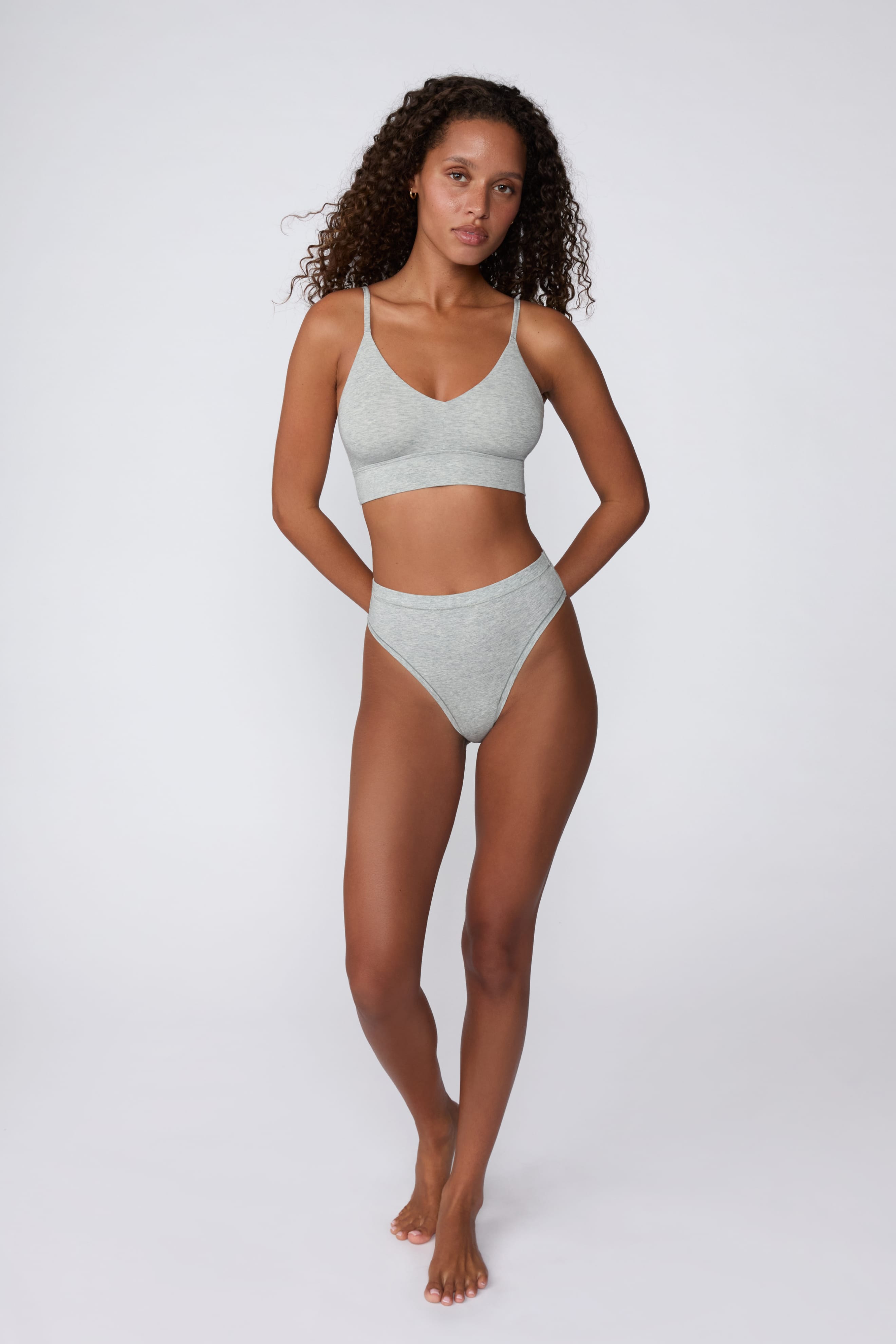 Cloud Cotton Triangle Bralette - Heather Grey