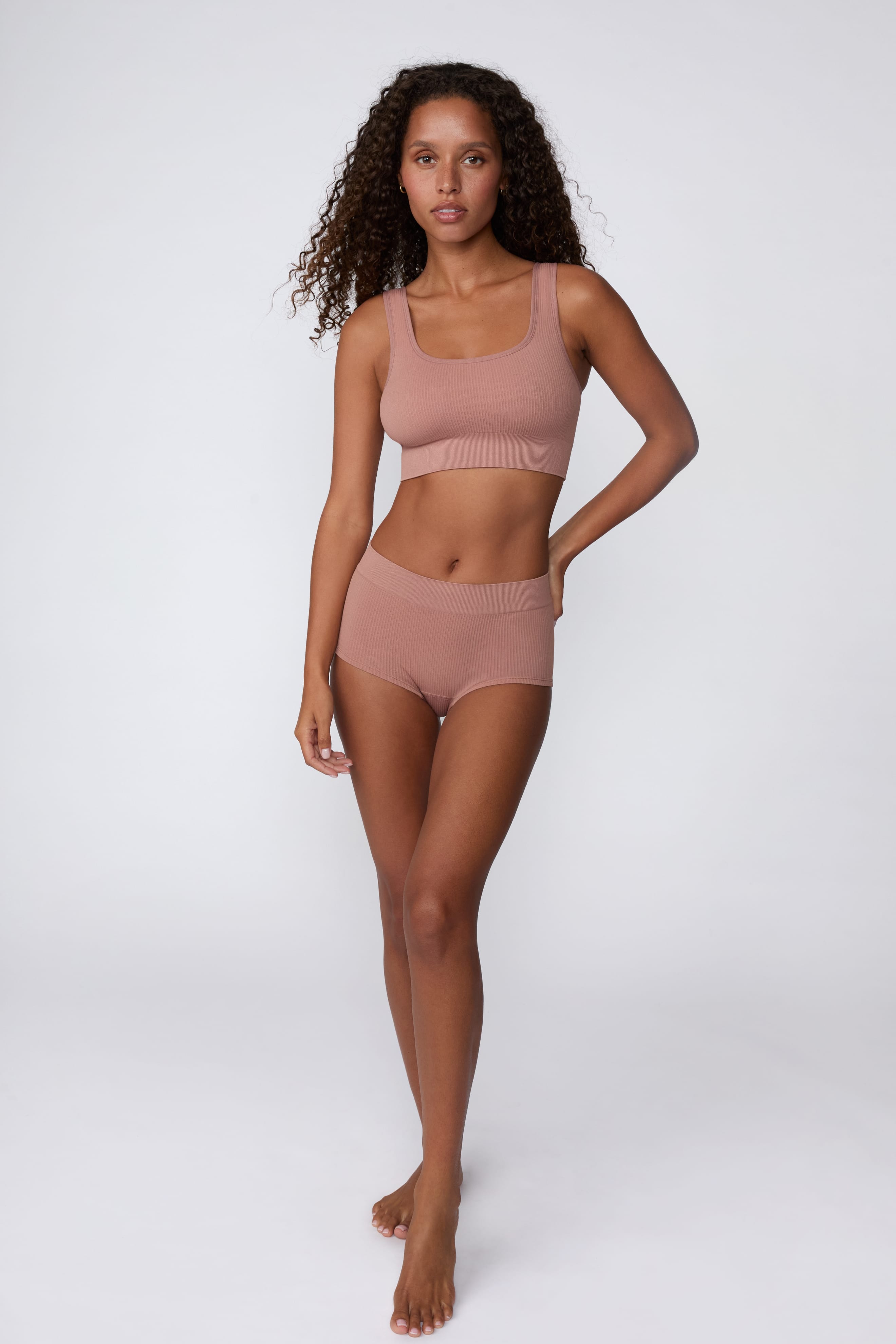 Ribbed Seamless Scoop Bralette - Plum