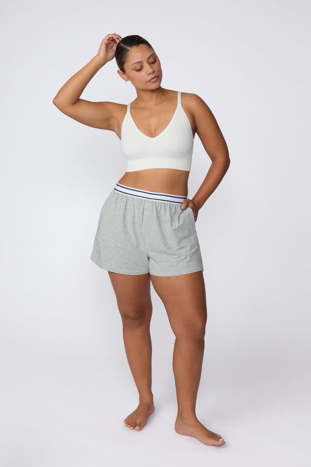 Ribbed Seamless Triangle Bralette - White