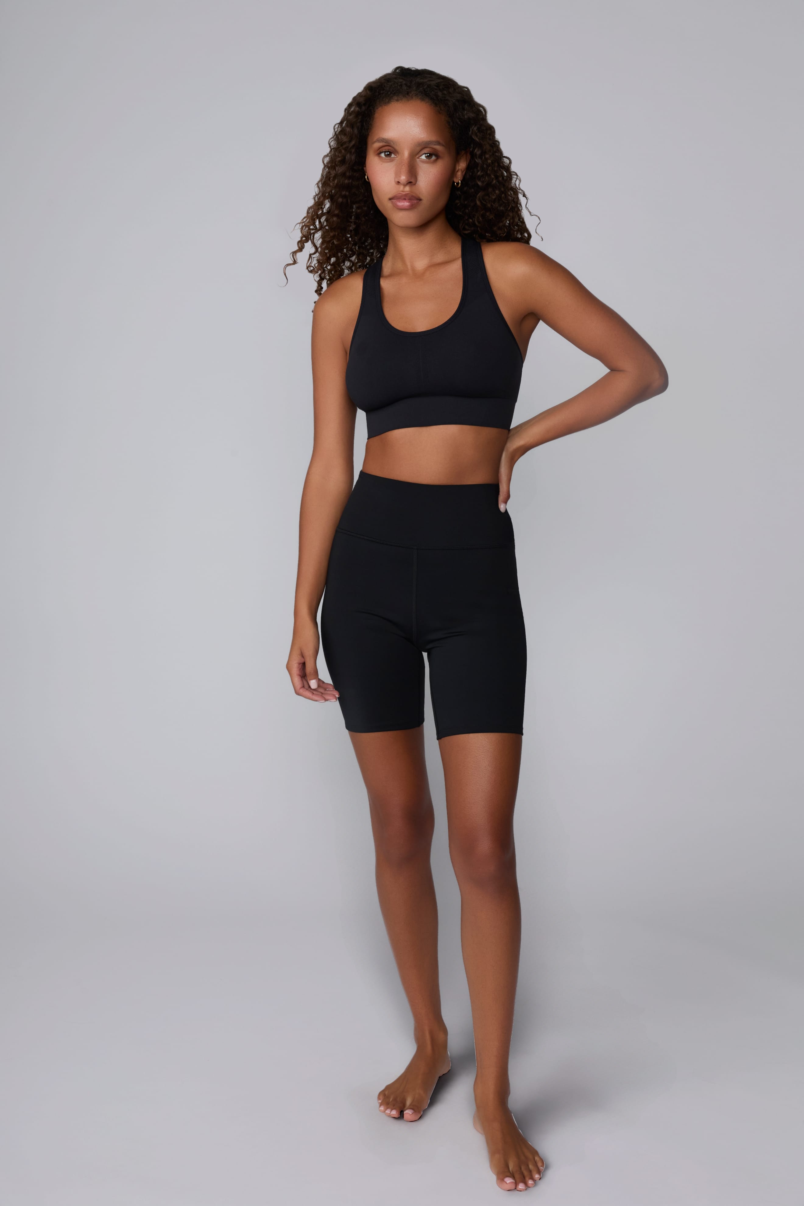 Seamless Racerback Sports Bra - Black