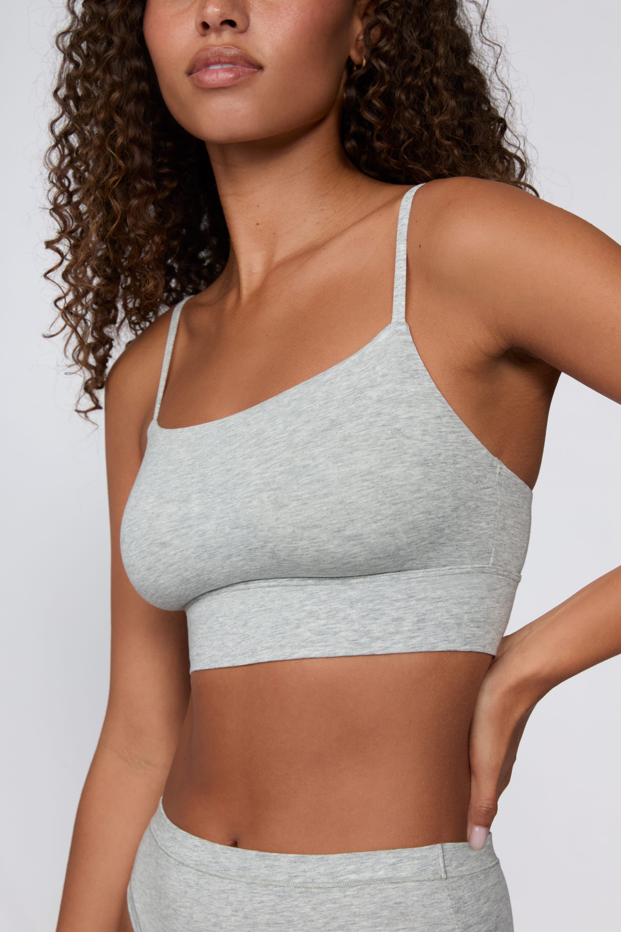 Cloud Cotton Thin Strap Bralette - Heather Grey