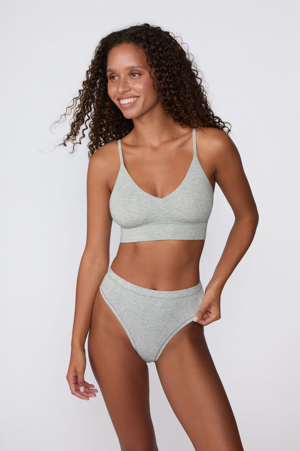 Cloud Cotton Triangle Bralette - Heather Grey
