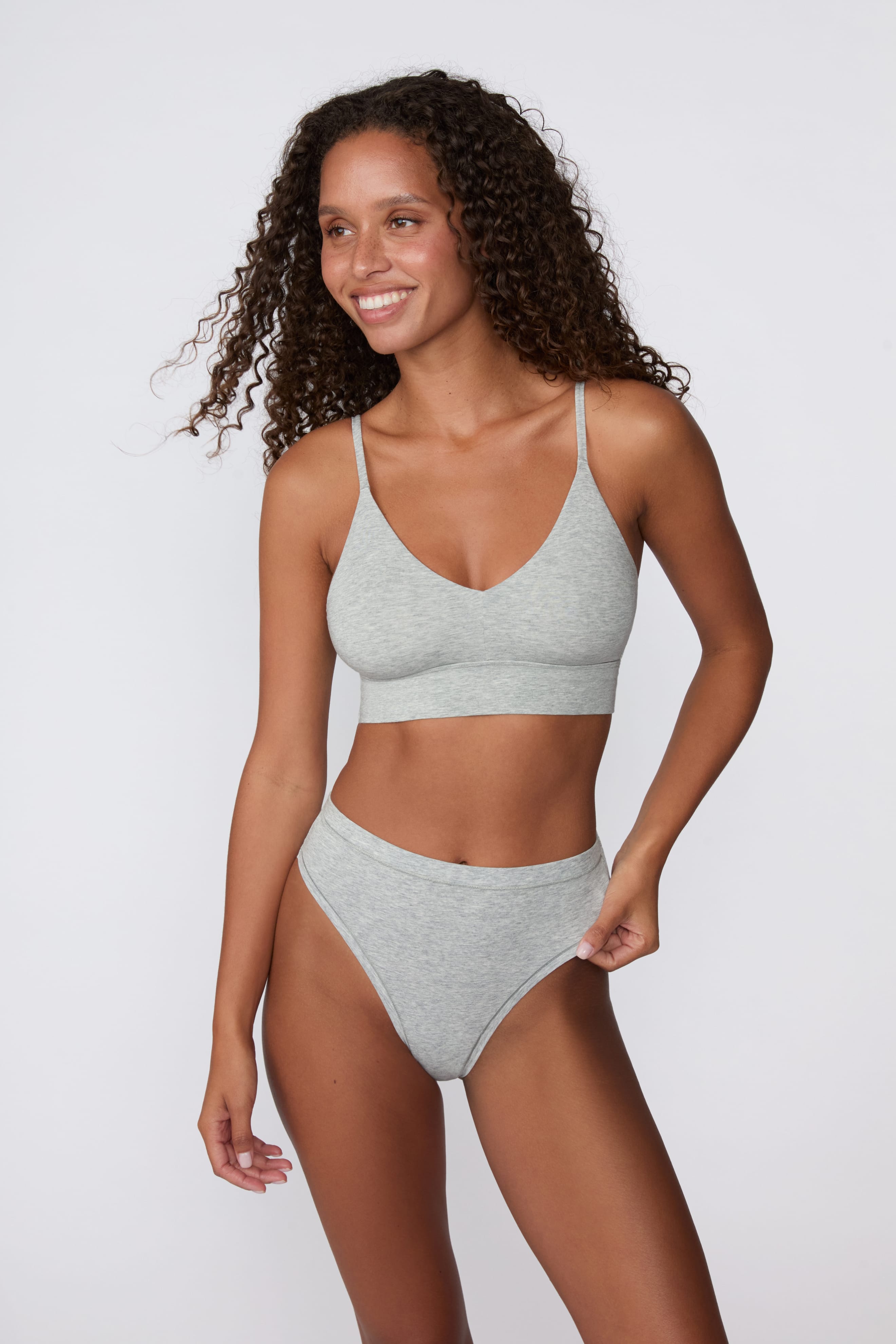 Cloud Cotton Triangle Bralette - Heather Grey