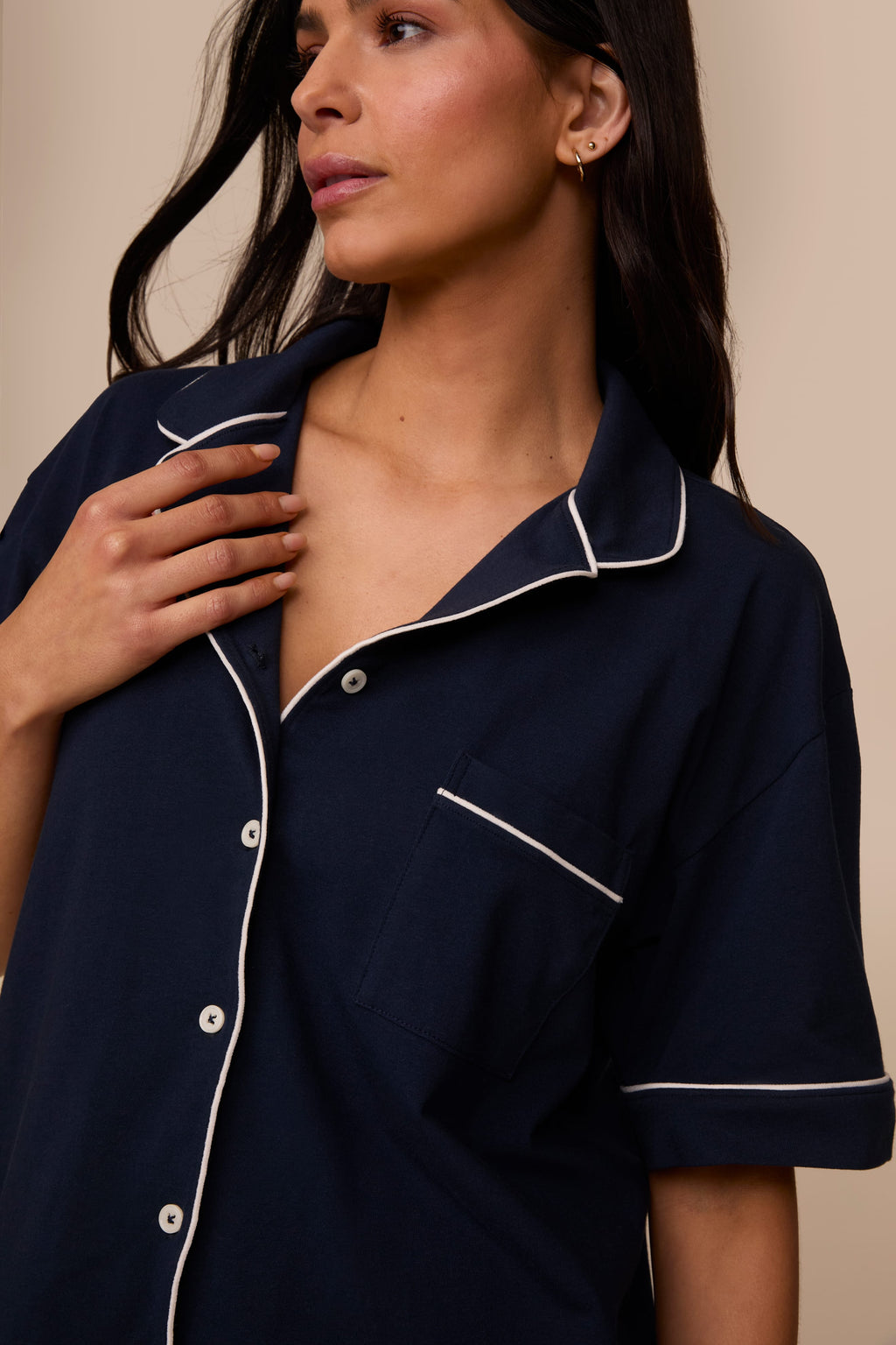 Perfect Pima Pajama Shirt - Navy