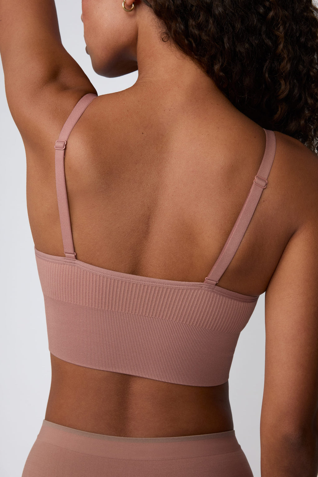 Ribbed Seamless Triangle Bralette - Plum