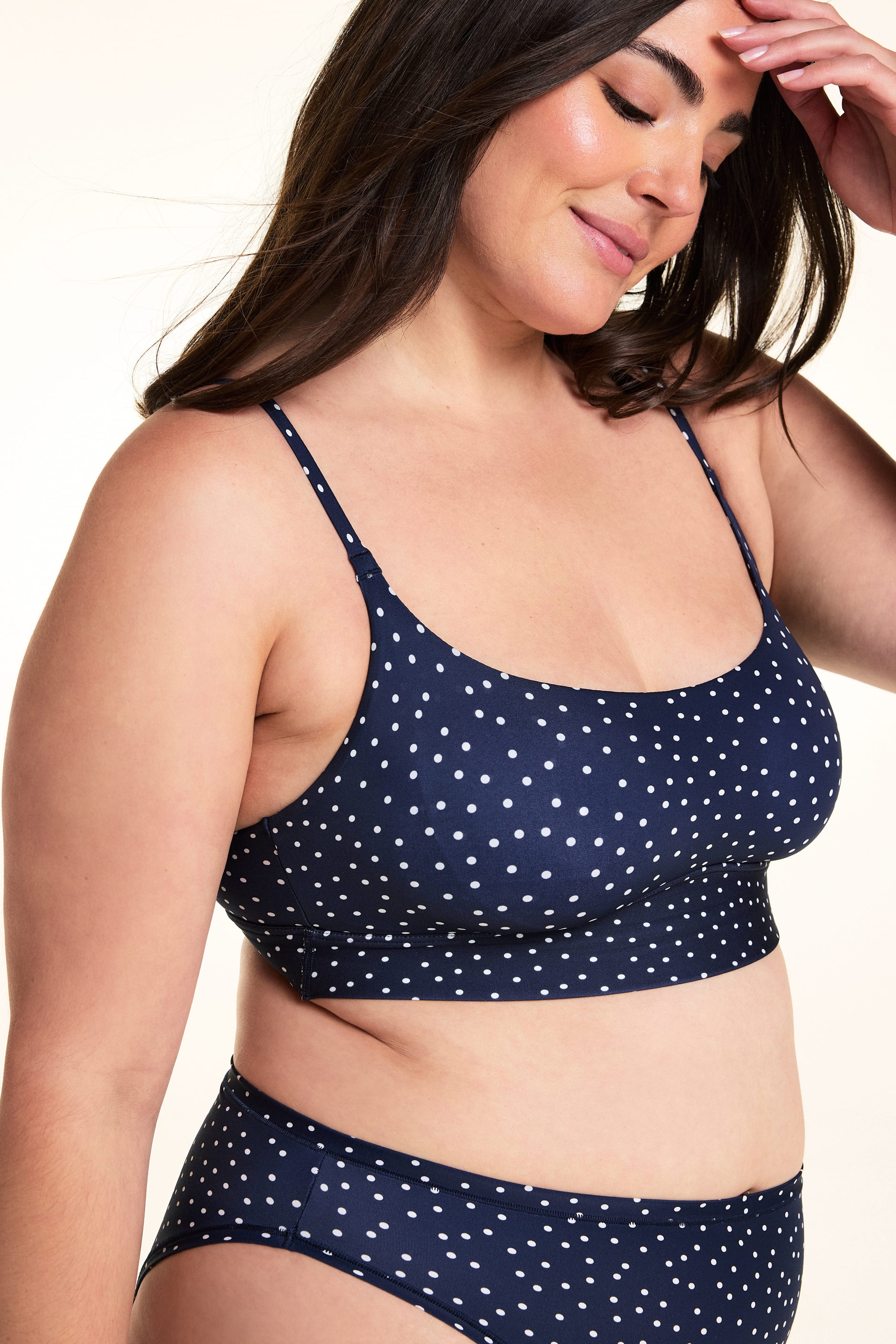 Bliss Scoop Adjustable Bralette - Navy Dot