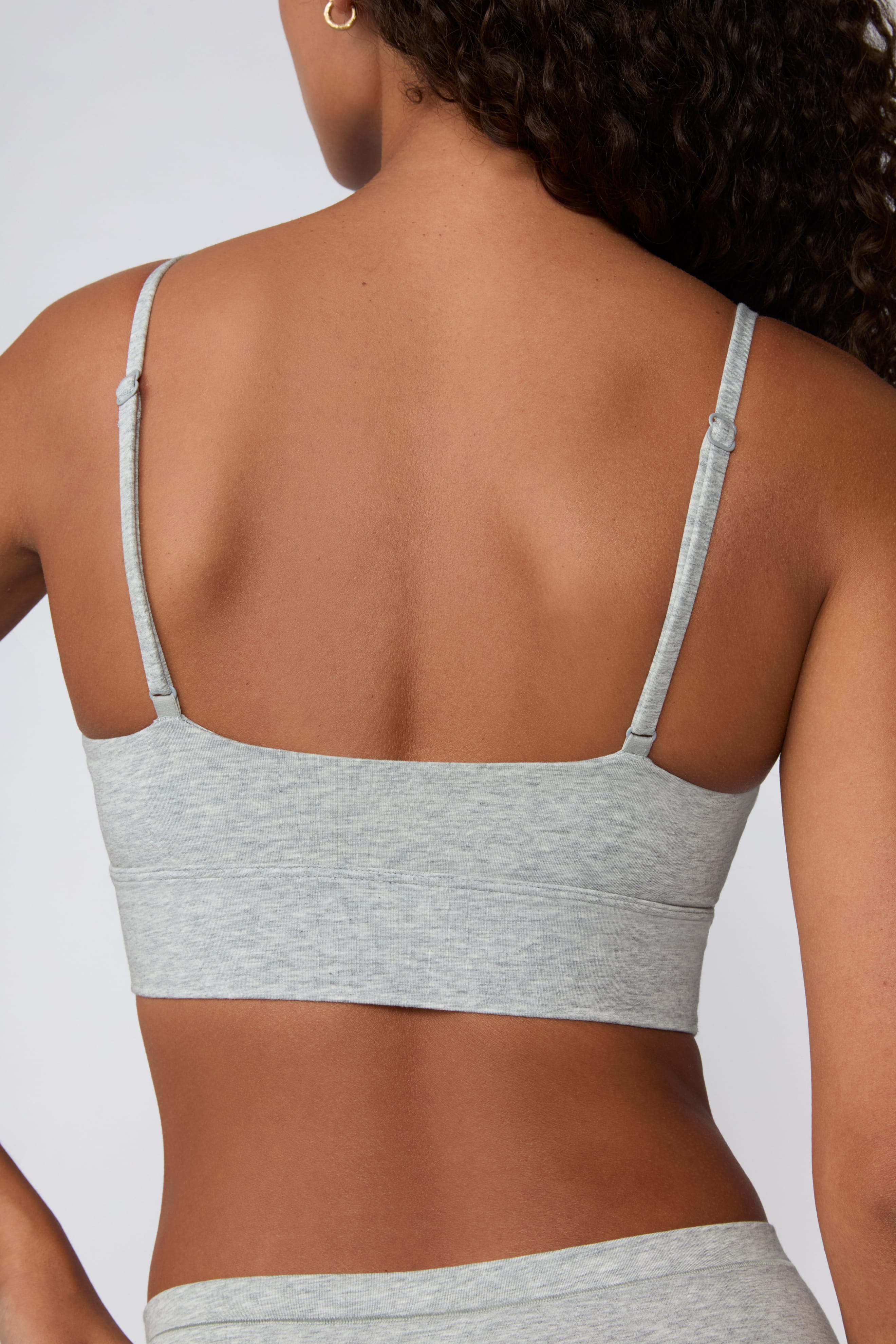 Cloud Cotton Thin Strap Bralette - Heather Grey
