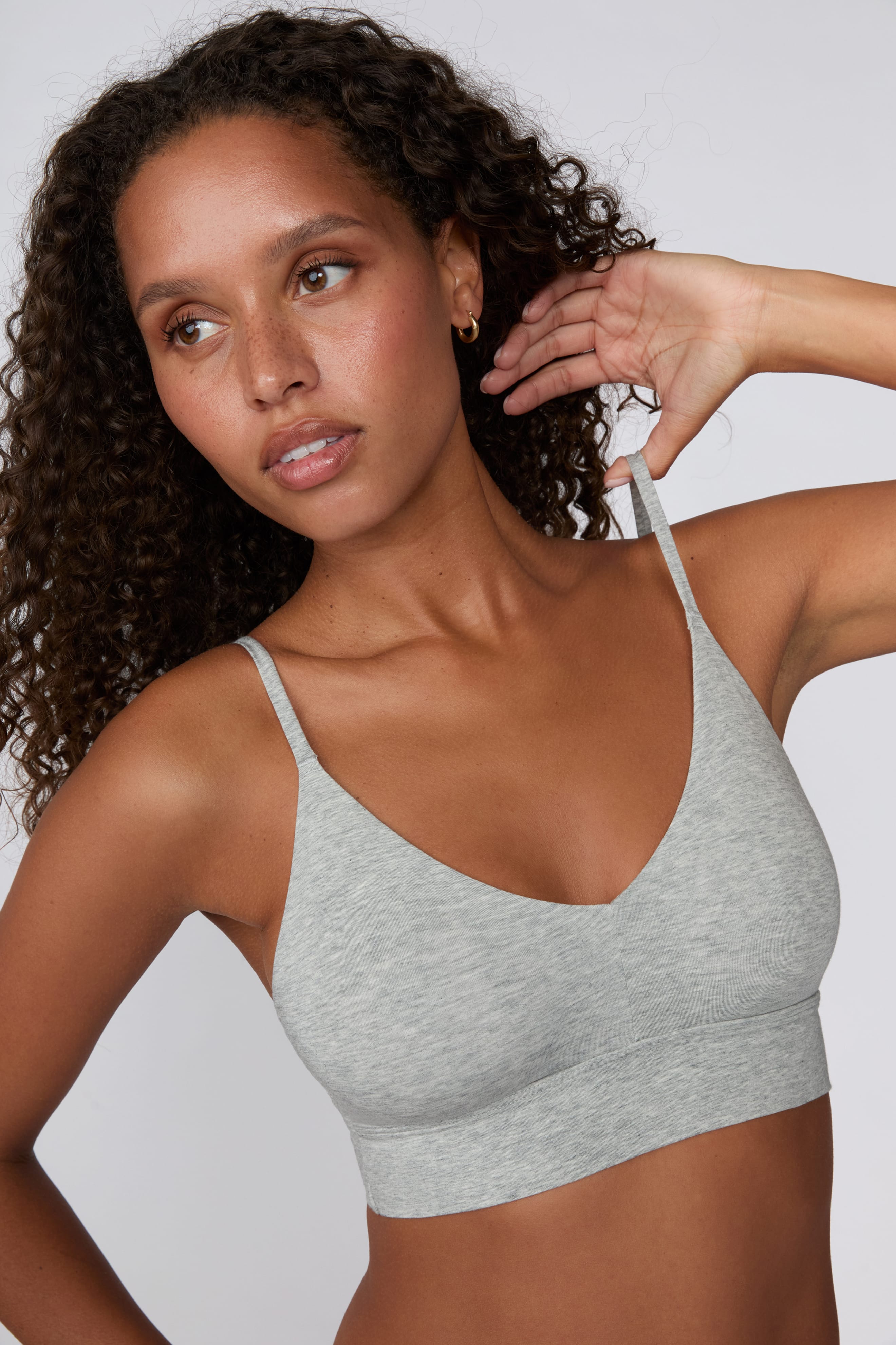 Cloud Cotton Triangle Bralette - Heather Grey