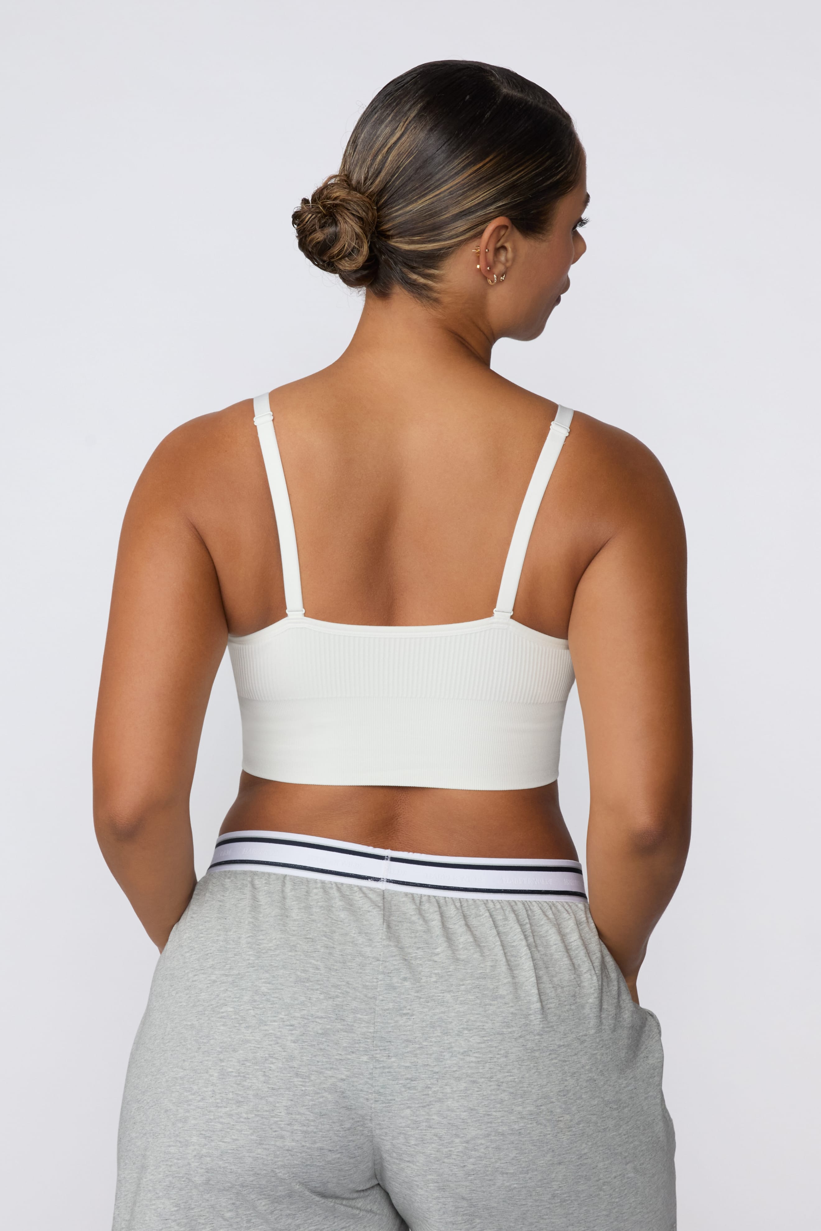 Ribbed Seamless Triangle Bralette - White