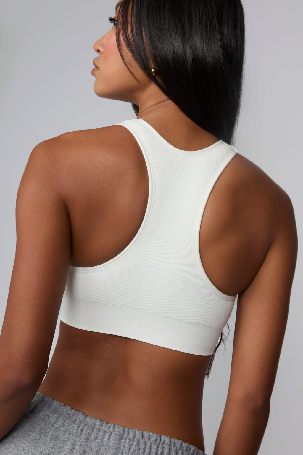 Seamless Racerback Sports Bra - White