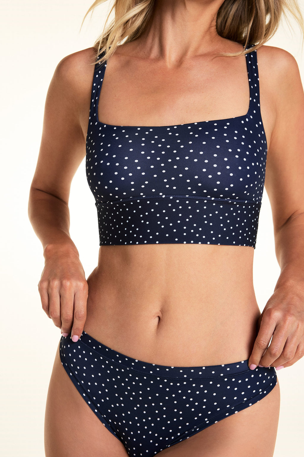 Bliss Square Neck Bralette - Navy Dot