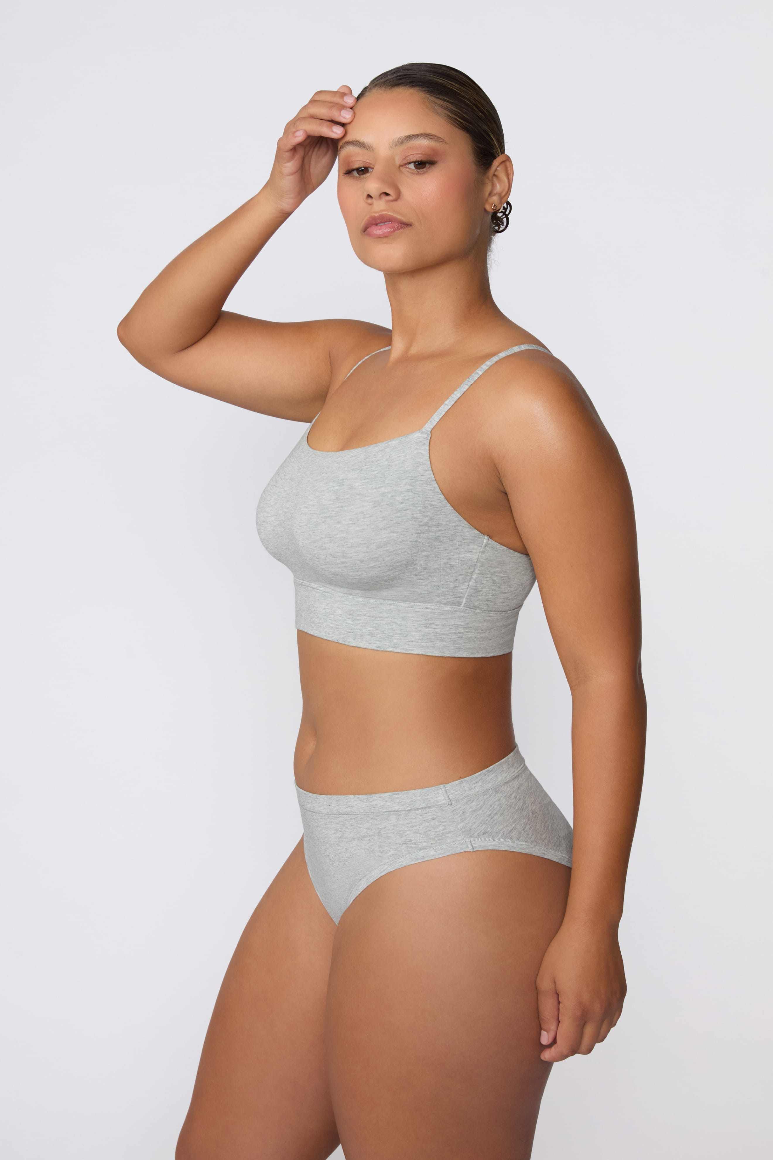 Cloud Cotton Thin Strap Bralette - Heather Grey