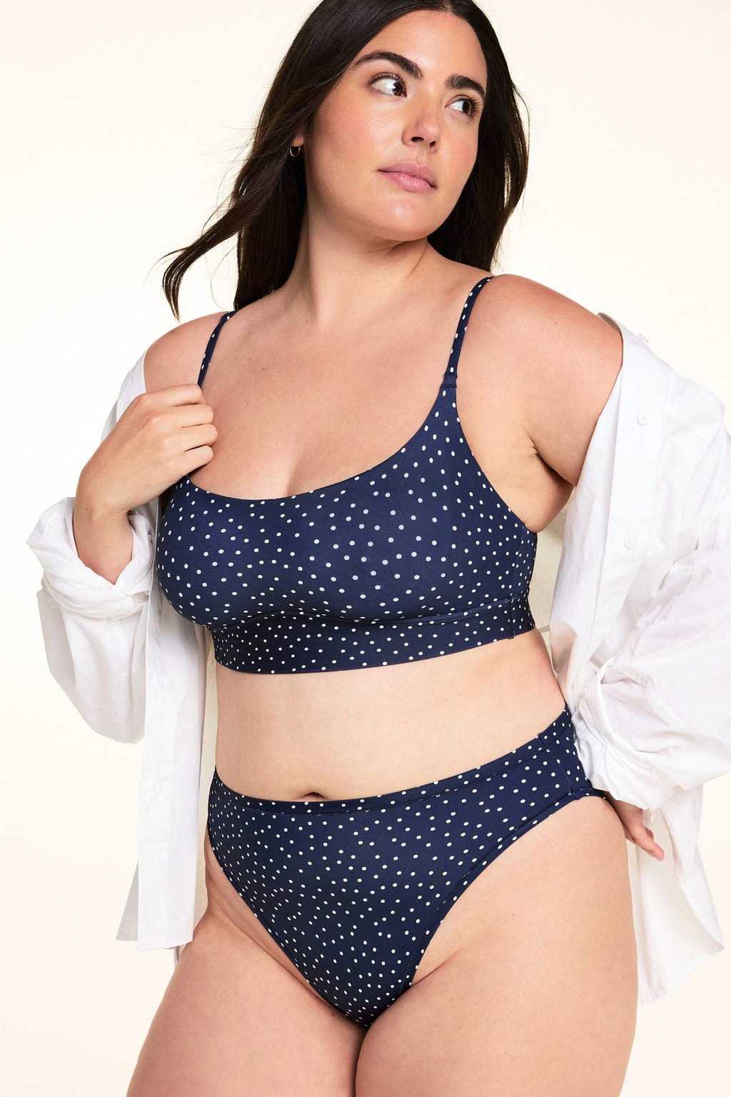 Bliss Scoop Adjustable Bralette - Navy Dot