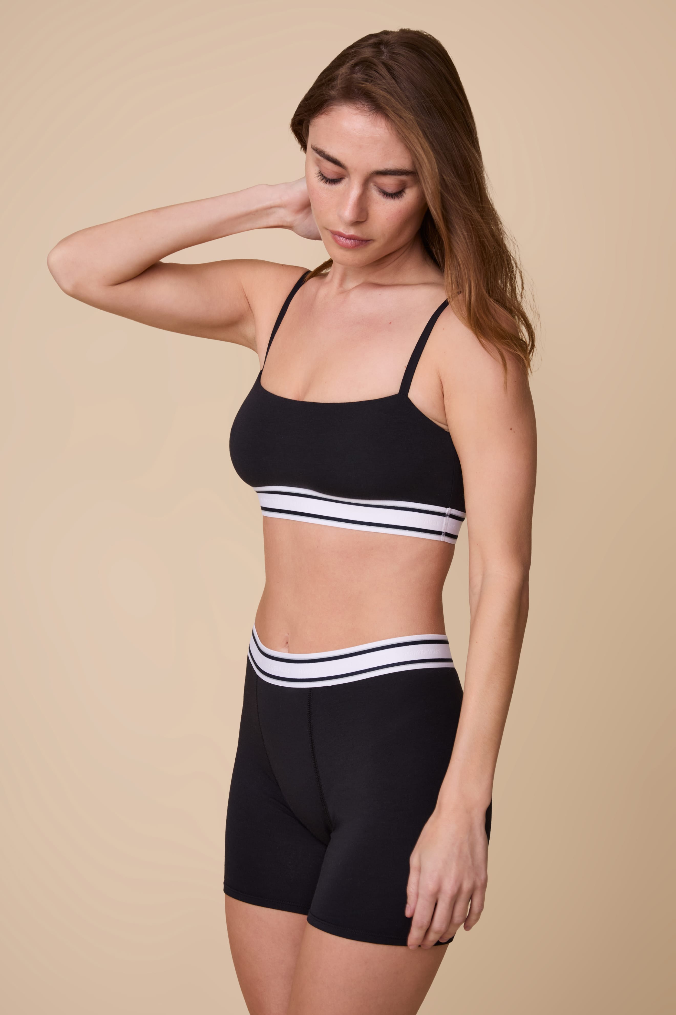 Cloud Cotton Retro Bandeau Bralette - Black