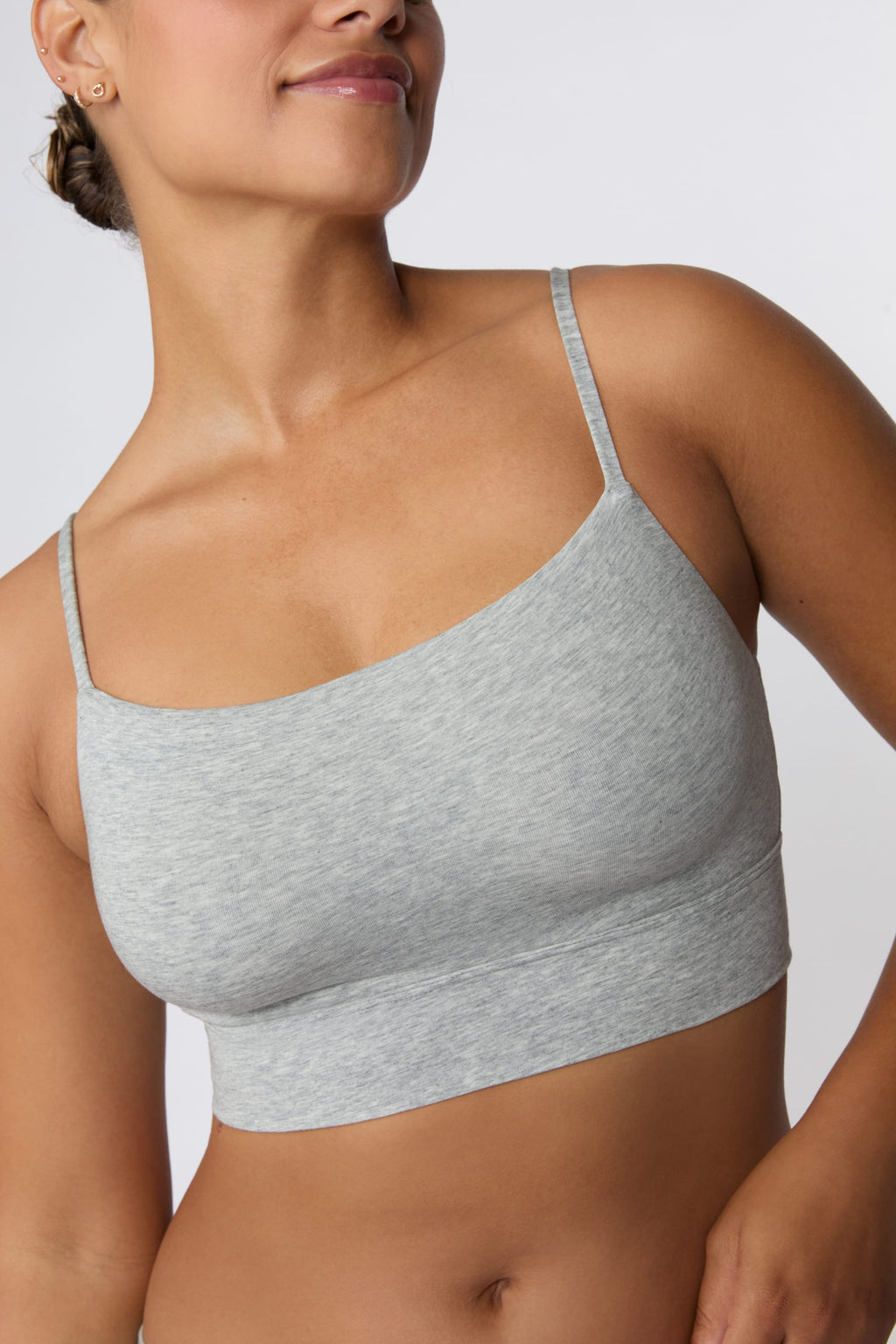 Cloud Cotton Thin Strap Bralette - Heather Grey