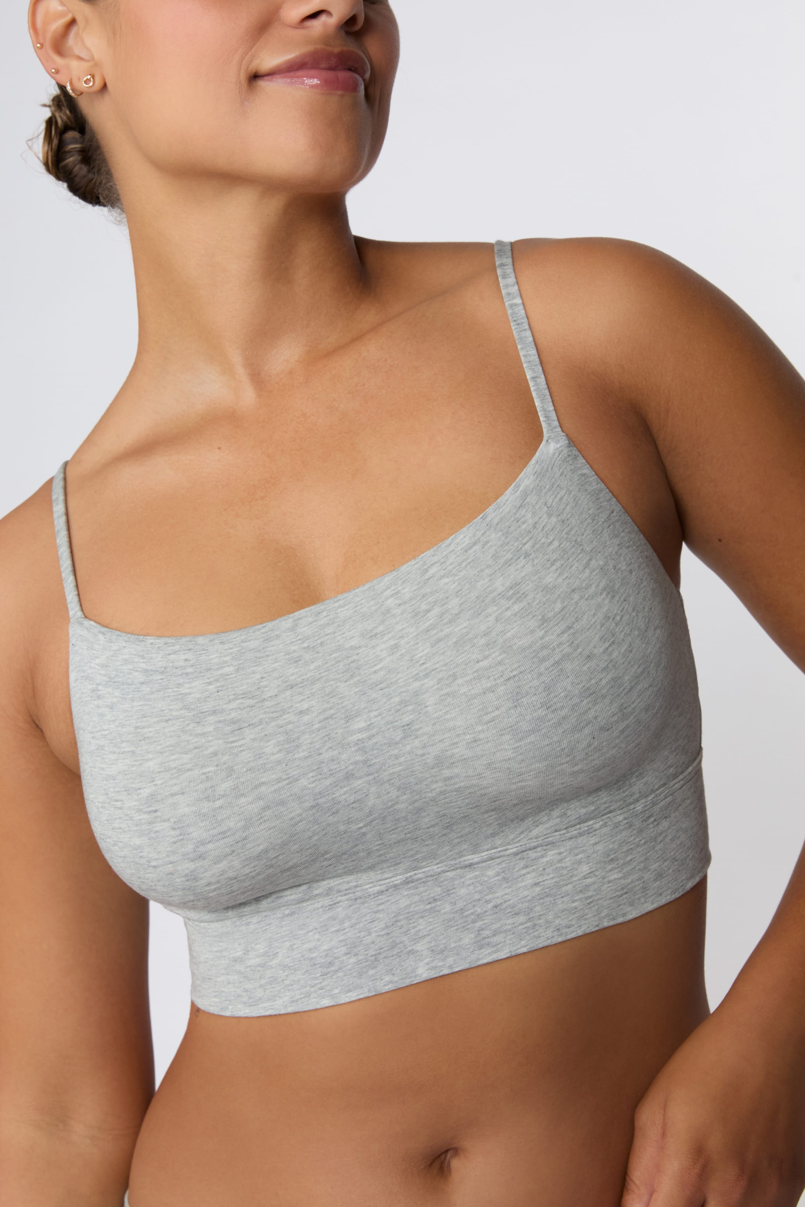 Cloud Cotton Thin Strap Bralette - Heather Grey