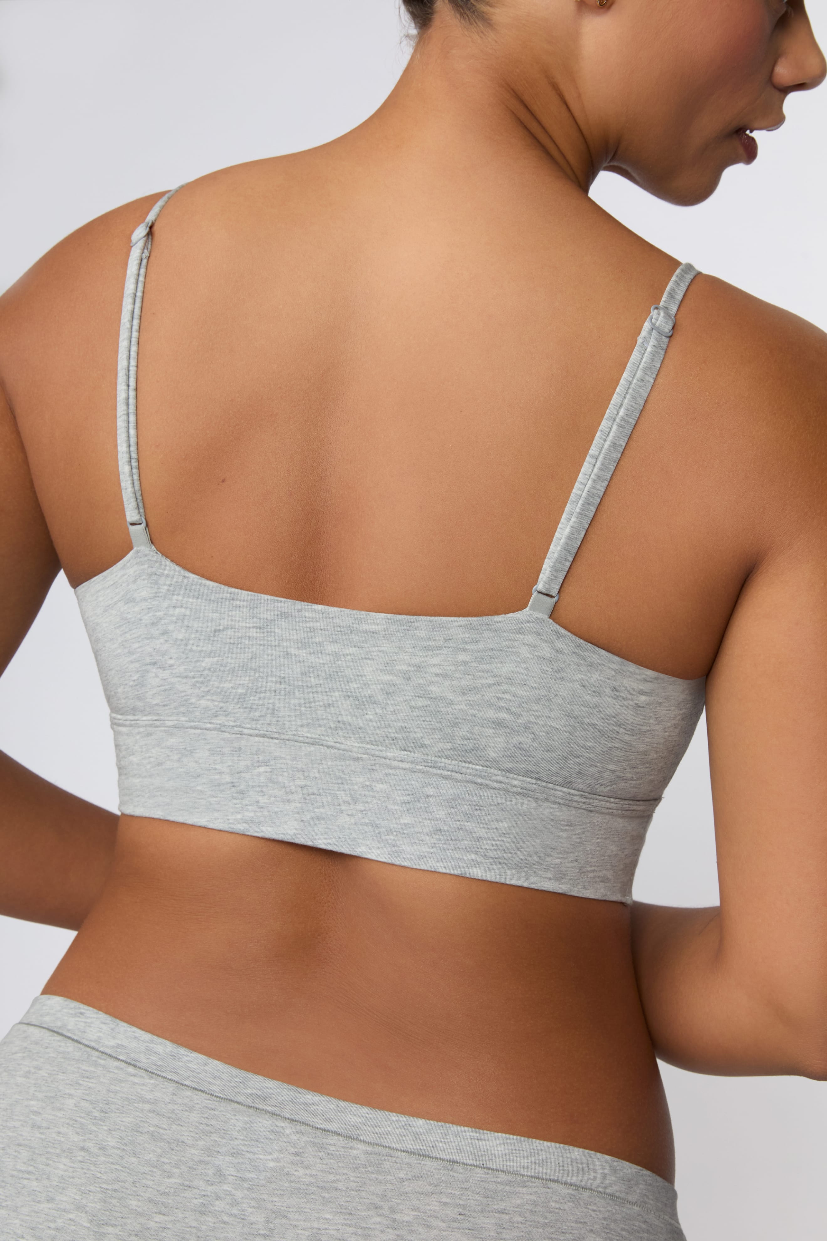 Cloud Cotton Thin Strap Bralette - Heather Grey