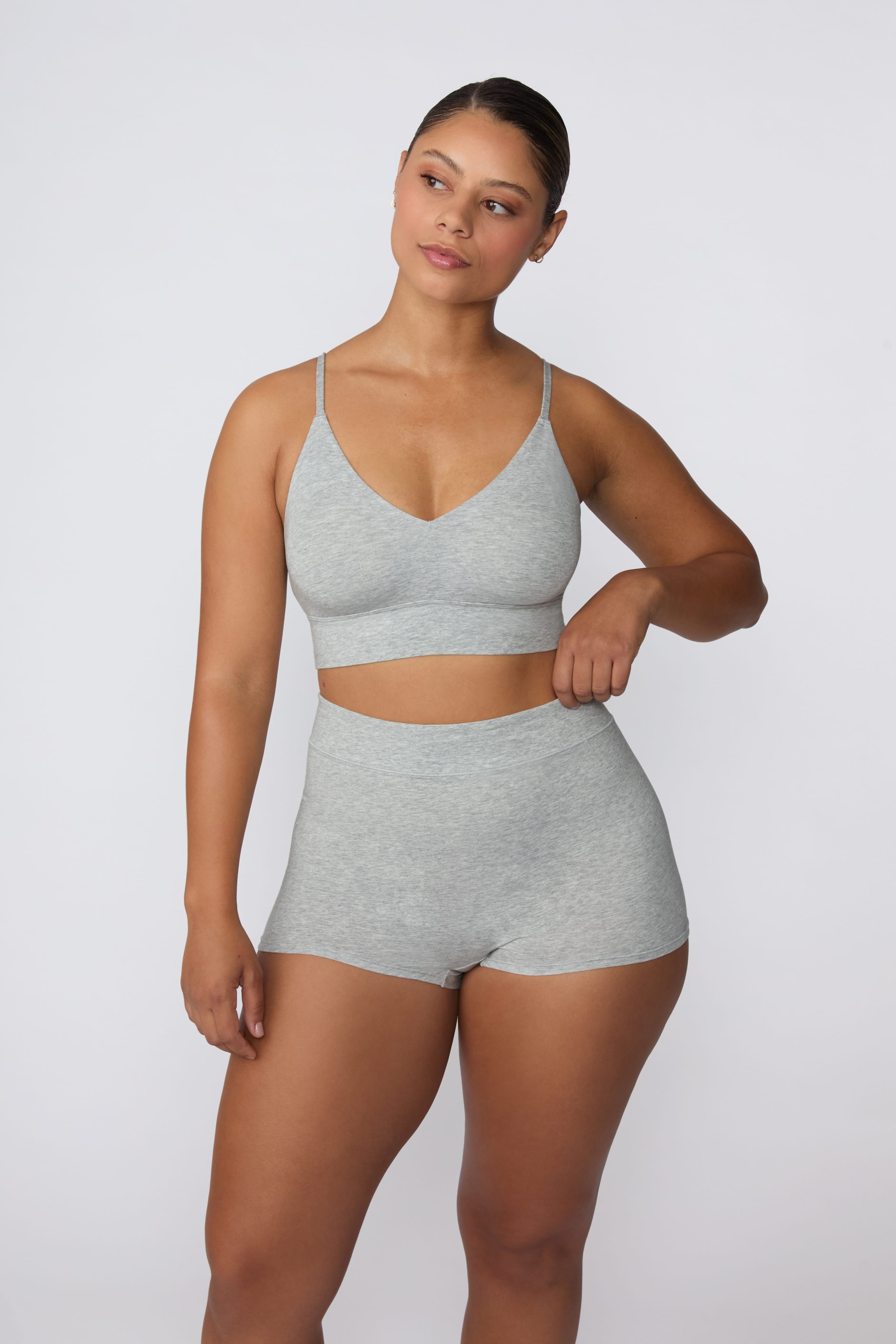Cloud Cotton Triangle Bralette - Heather Grey