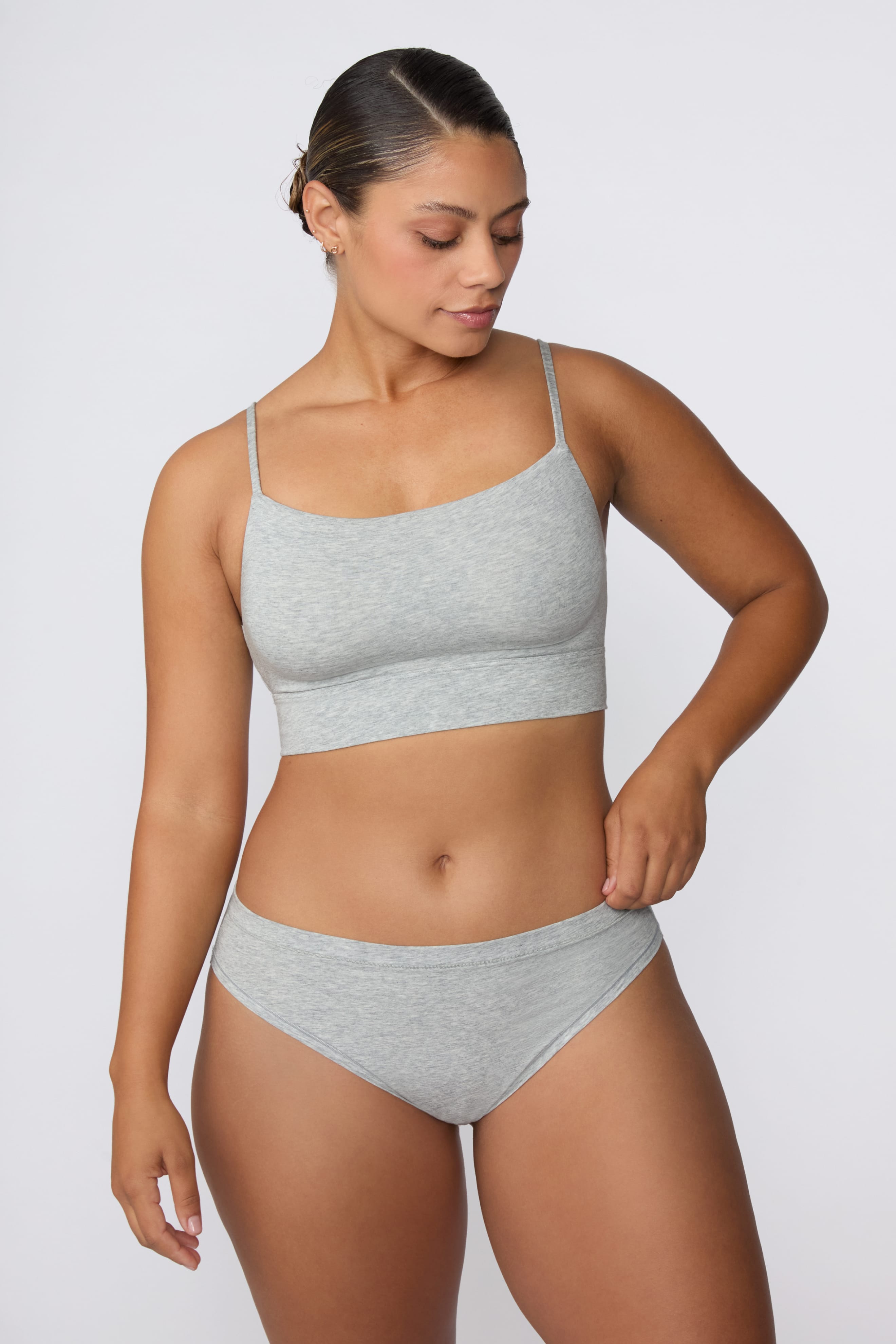 Cloud Cotton Thin Strap Bralette - Heather Grey