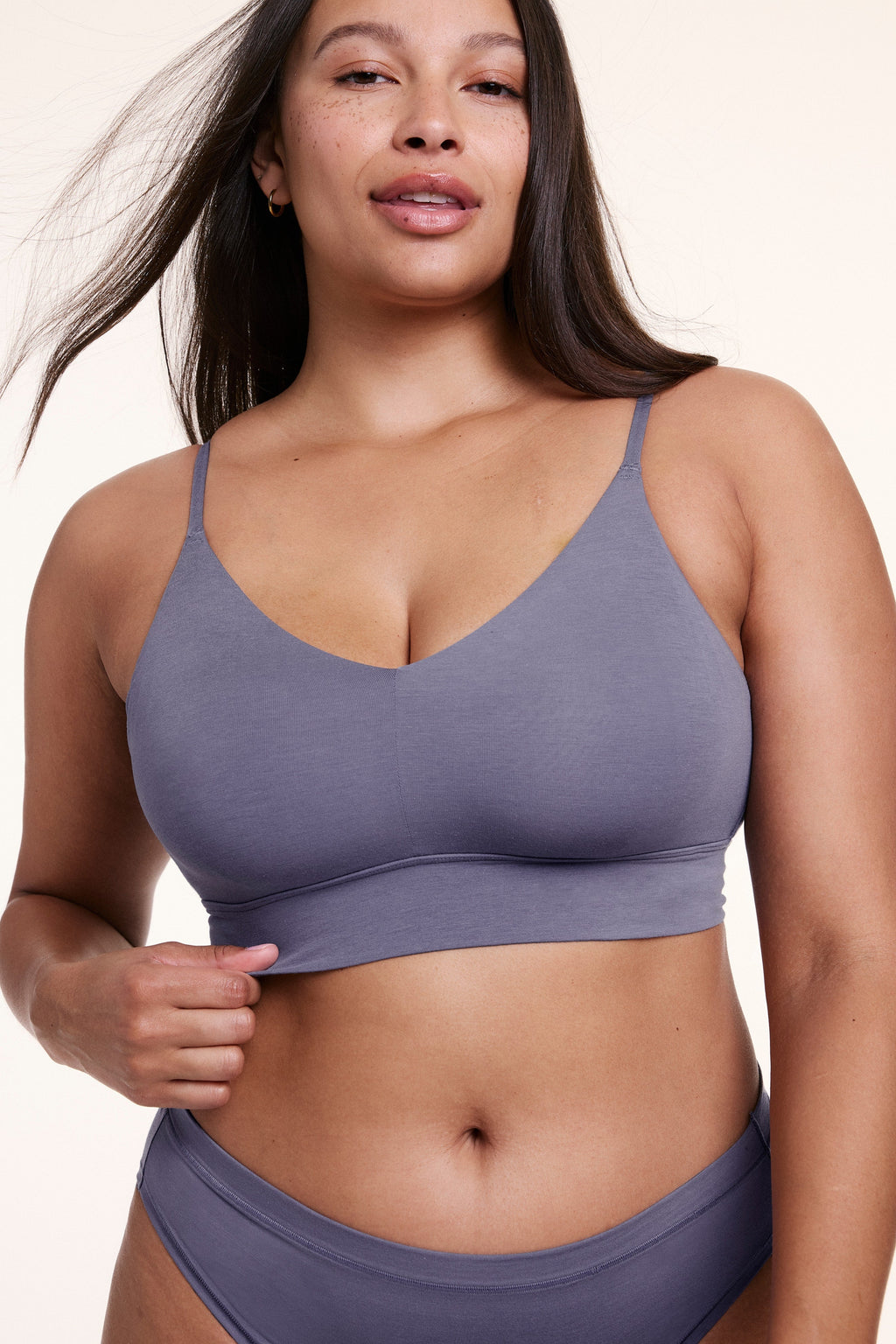 Cloud Cotton Triangle Bralette - Slate