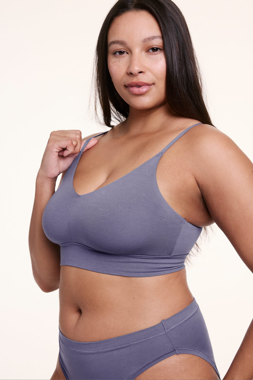 Cloud Cotton Triangle Bralette - Slate