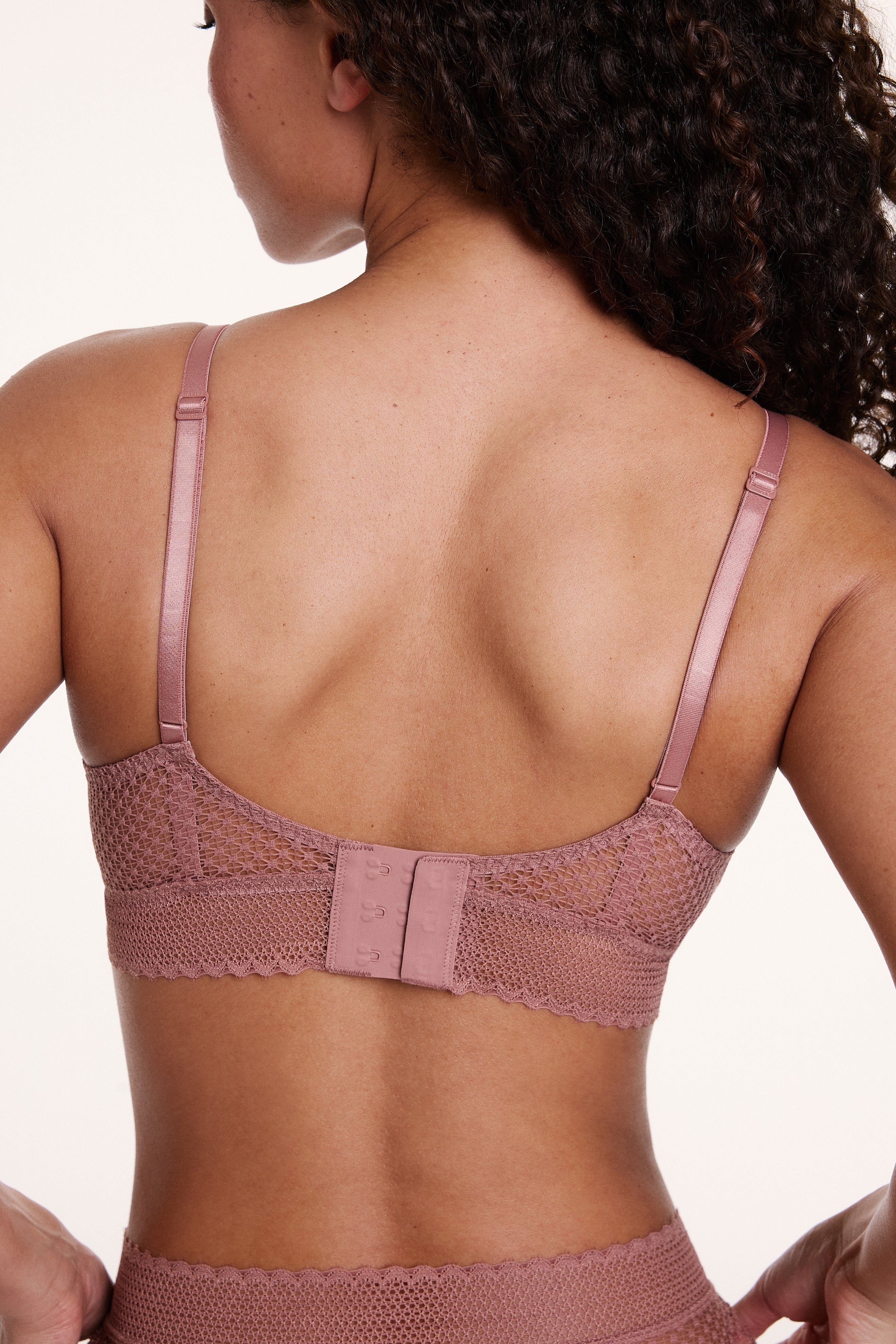 Dot Lace Triangle Bralette - Plum