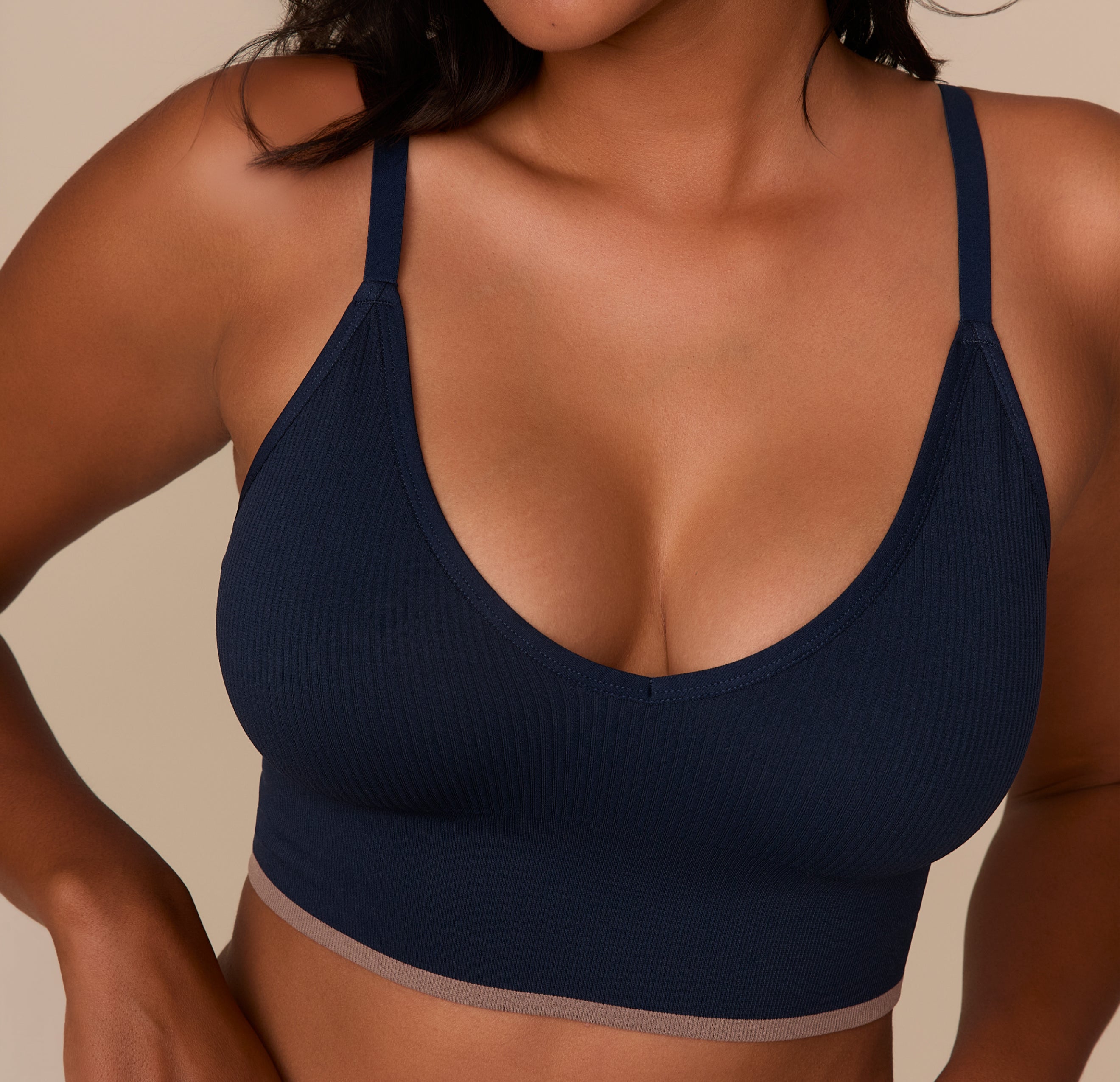 Lounge Rib Triangle Bralette - True Blue