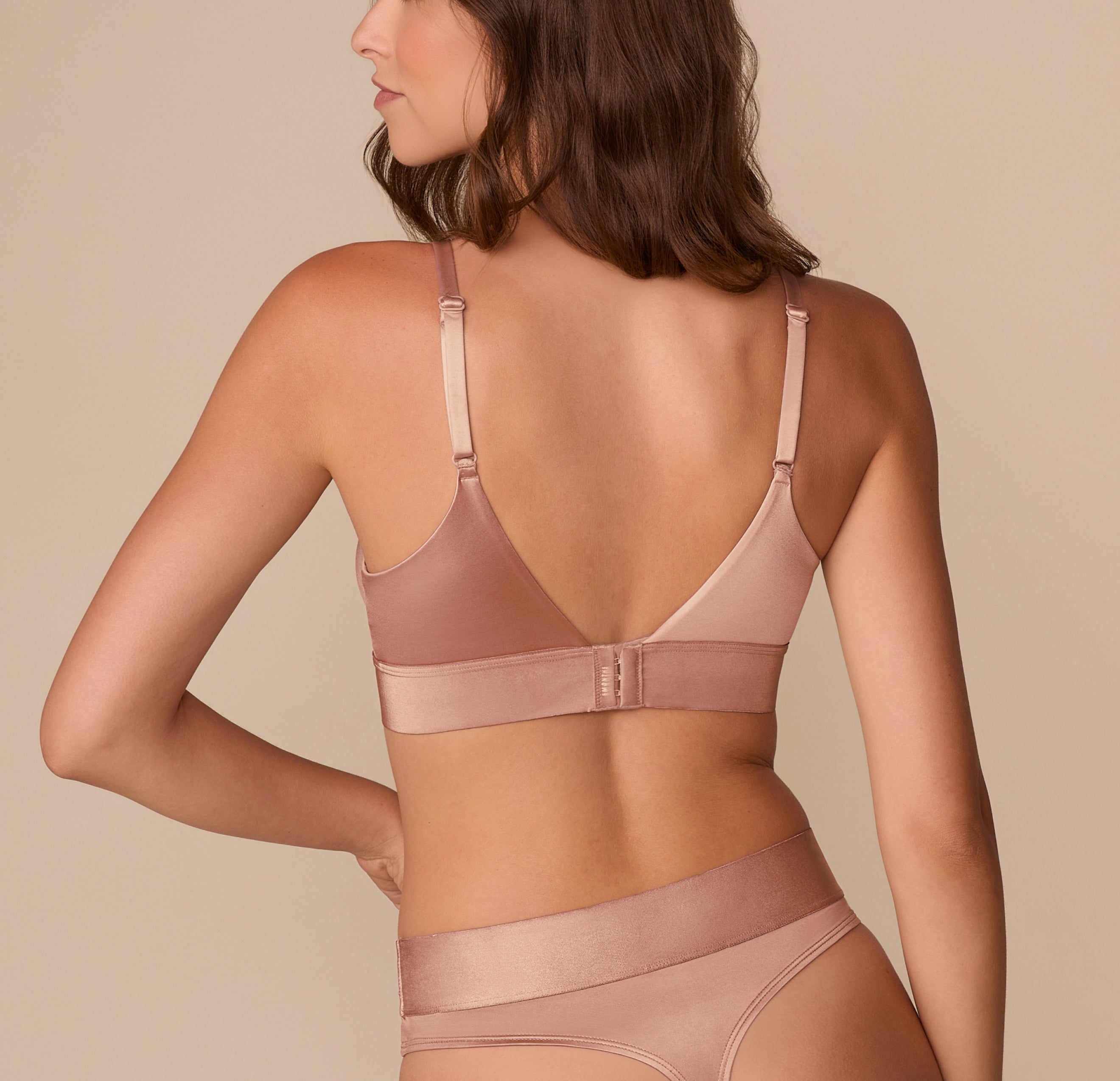 Stretch Satin Triangle Bralette - Champagne