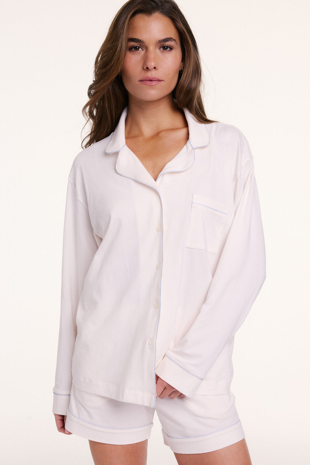 Perfect Pima Long Sleeve Pajama Shirt - Ivory
