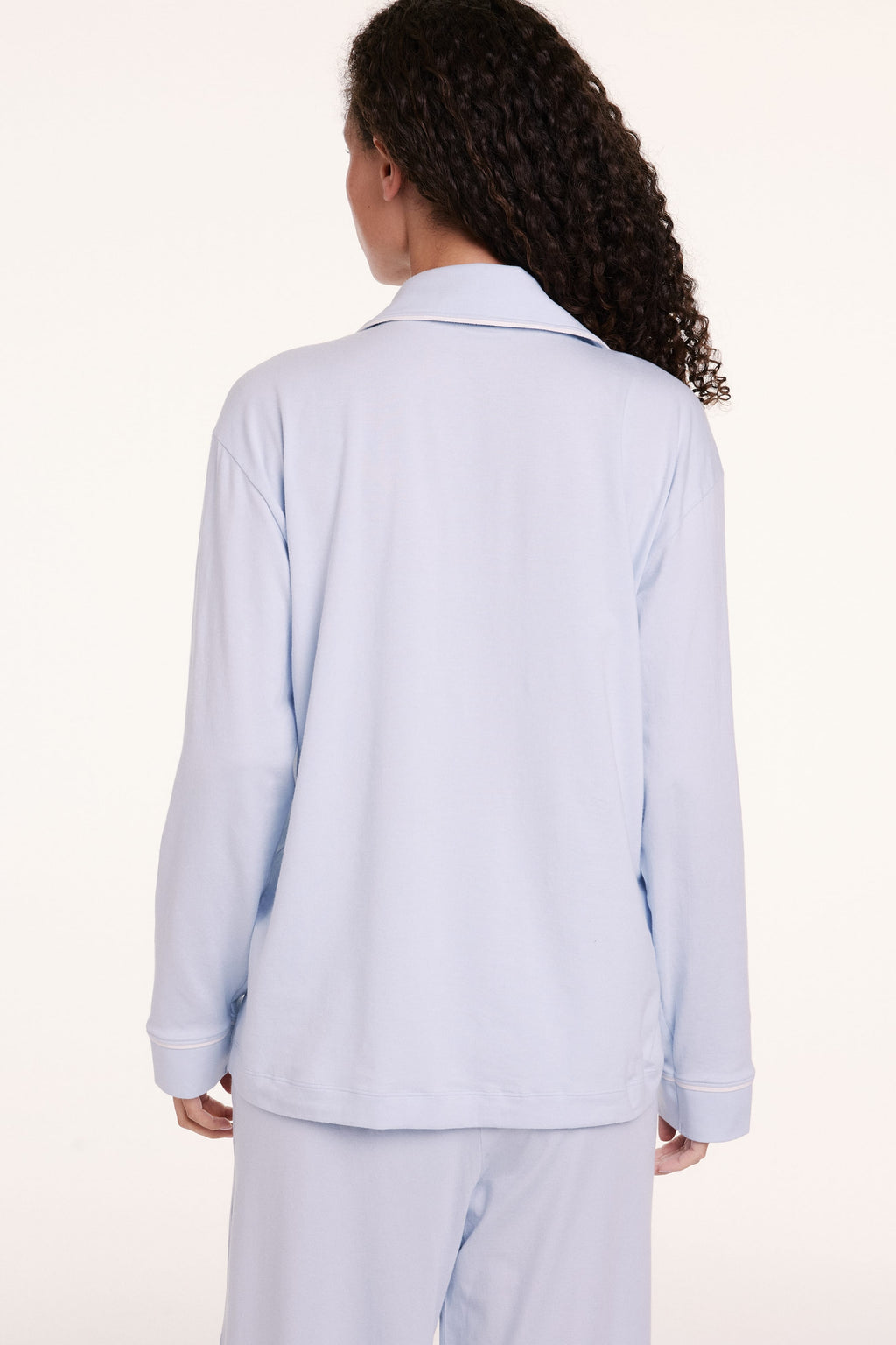Perfect Pima Long Sleeve Pajama Shirt - Soft Blue